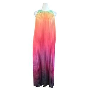 For the Republic Dress Women‎ Small Pleated Maxi Colorful Mexico Resort Vacation